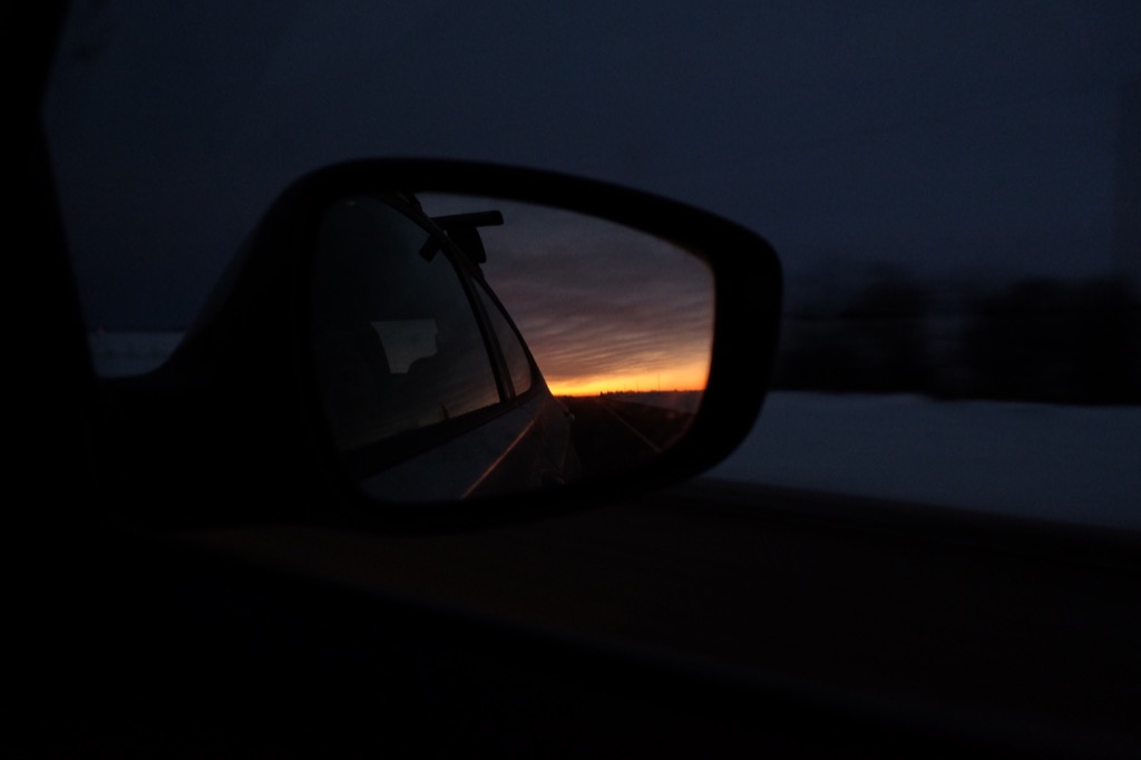 Daily car mirror shot: sunrise