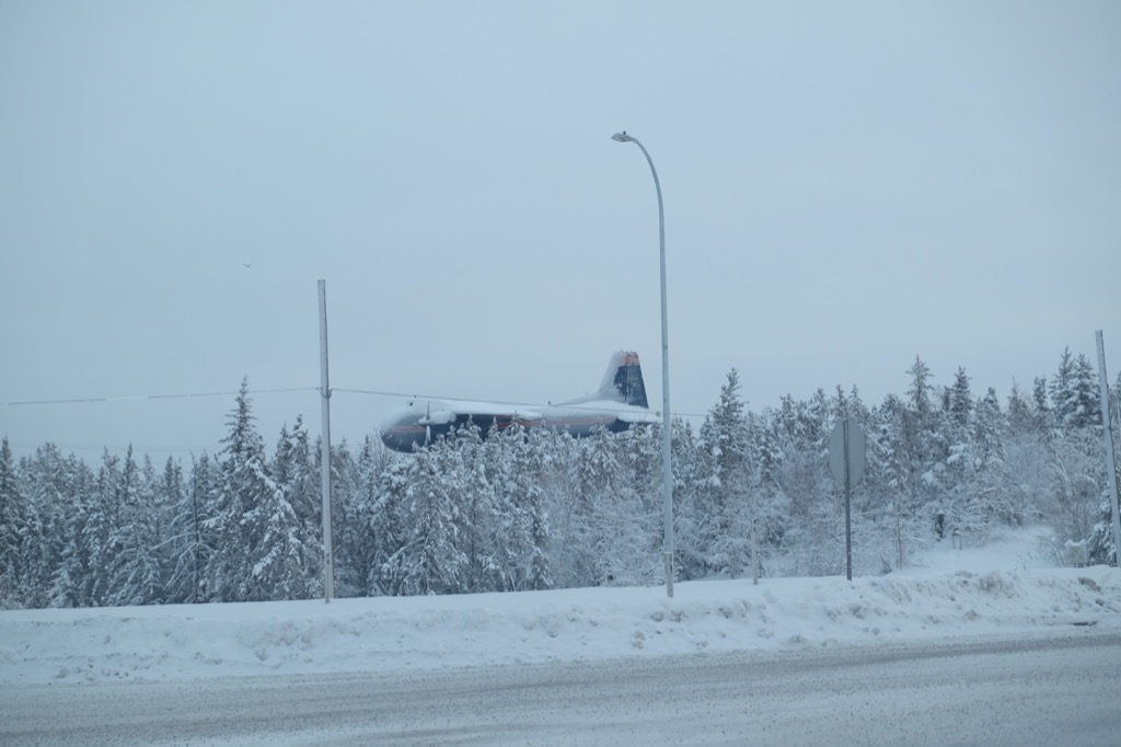 A plane near the airport