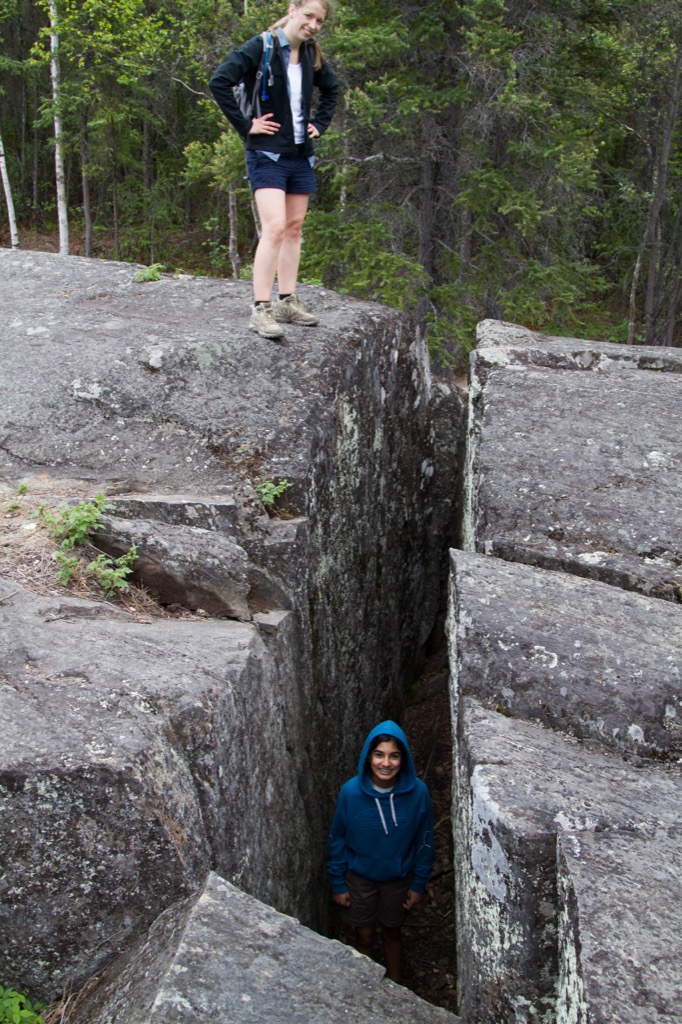 Anyka in a crack. Vanessa for scale.