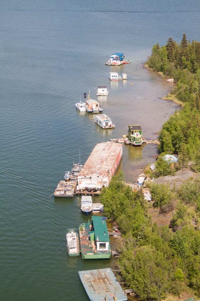 Yellowknife Bay houseboats.