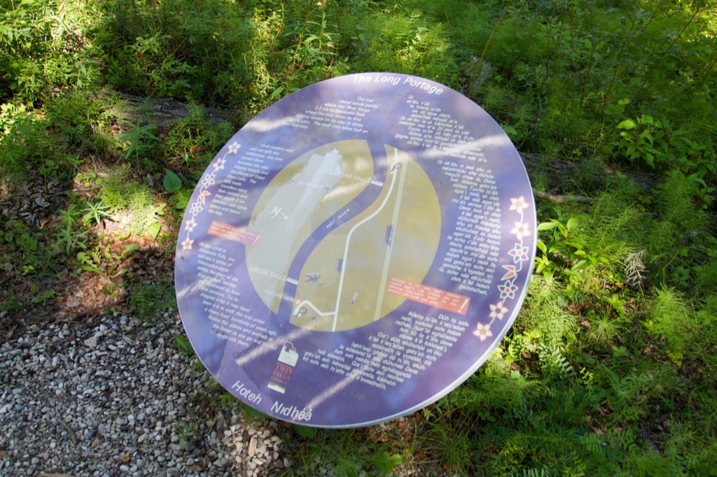 Interpretive signage along the trail describing the traditional portage route.